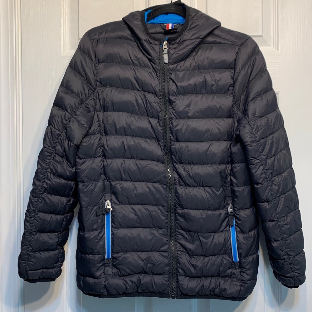 Gerry Puffer Jacket Youth L 14/16 Down Filled Hooded Black Gorpcore Outdoors